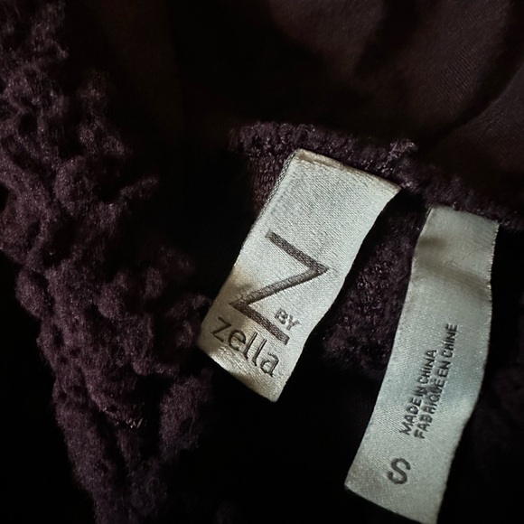 Z by Zella purple fluffy fuzzy long sleeve faux leather unique crop swea… - Picture 2 of 4